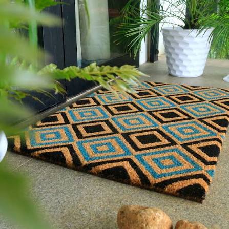 Geometric printed coir door mat