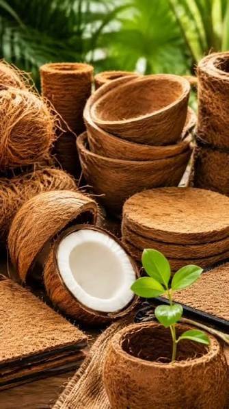 Coconut coir bowls, mats and natural fiber products