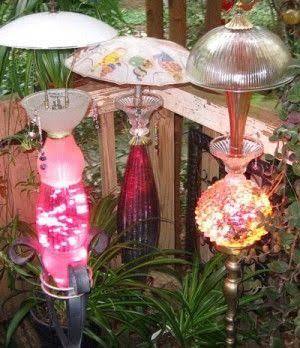 Hand-blown glass garden lamps