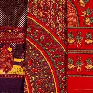 Sanganeri hand block-printed floral fabric