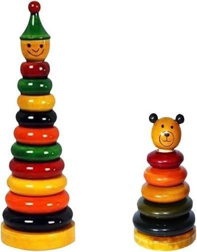 Colorful wooden stacking ring toys