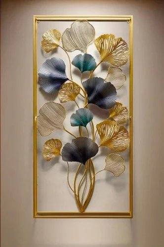 Hammered metal ginkgo leaf wall art