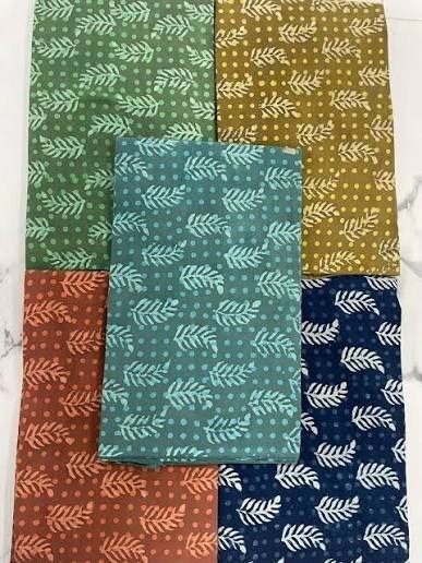 Dabu mud-resist printed fabrics in assorted colors