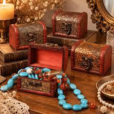 Carved wooden keepsake boxes with jewelry