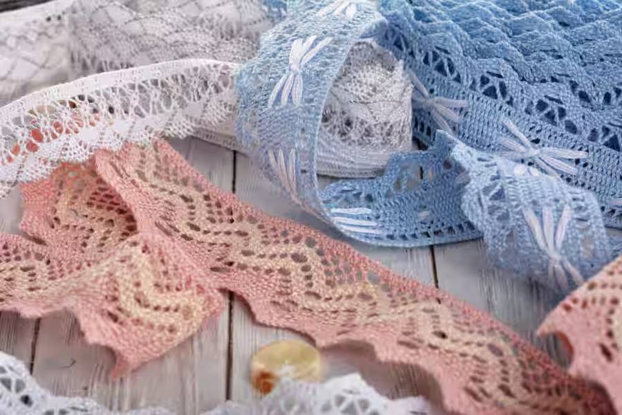 Pastel-colored hand-crocheted lace trims