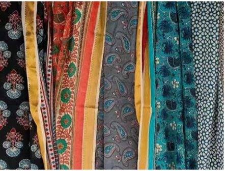 Bagru natural-dye hand block-printed fabrics in earthy tones