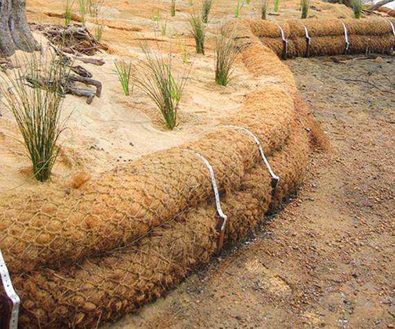 Coir fiber geo-textile rolls for erosion control