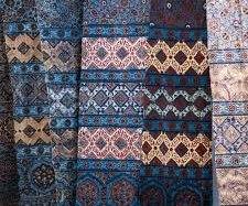 Ajrakh resist-dye printed indigo fabric